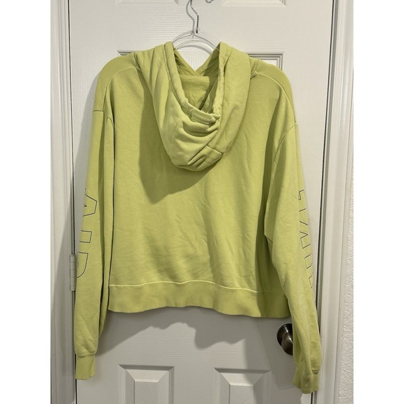 Nike NSW Air Fleece Hoodie Pullover Cropped Women's Size XXL Lime Green - Picture 4 of 10